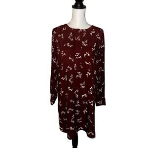 Loft Outlet Dress Maroon Floral Size Small